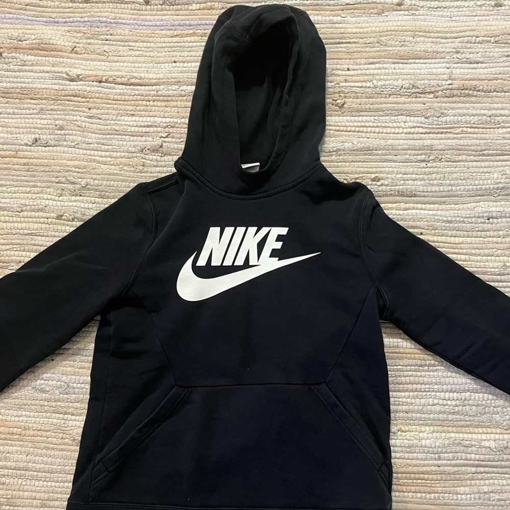 Boys Nike Black Hoodie with White
Logo